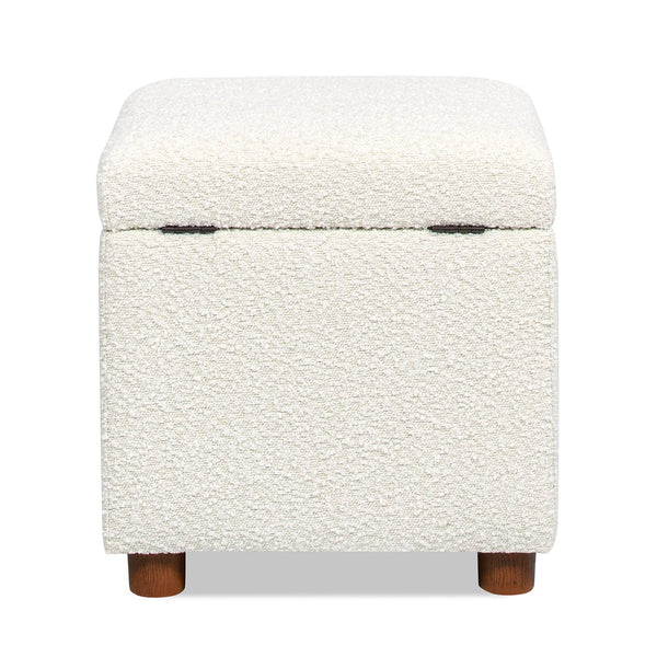 English Elm Jennifer Taylor Home - Ivory 18" Boucle Storage Cube Ottoman with Hinged Lid, Plush Sherpa Texture, Durable Kiln-Dried Frame B2719P238156