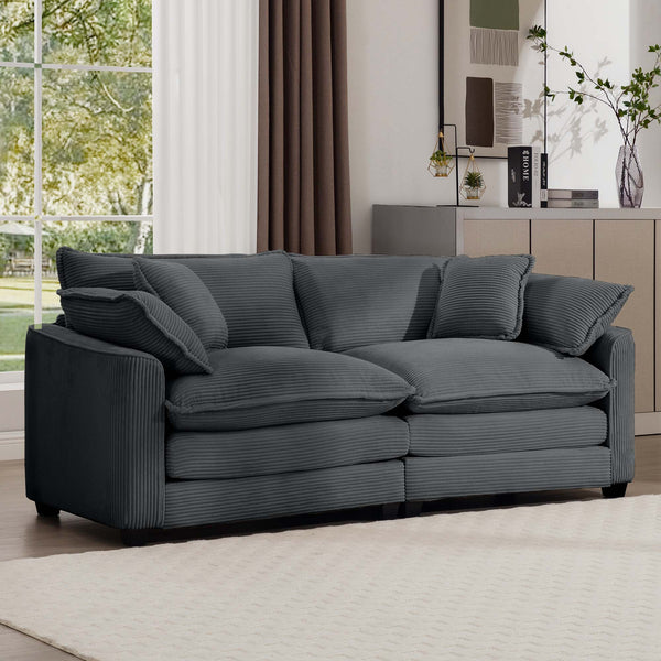 English Elm Modern Corduroy Loveseat With 4 Pillows – Deep Seating, Stylish Comfort For Living Room & More! W714S00828