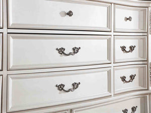English Elm Luxury Pearl White Dresser Genuine Marble Top Bronze Hardware Dovetail Bedroom Storage B2741P448889