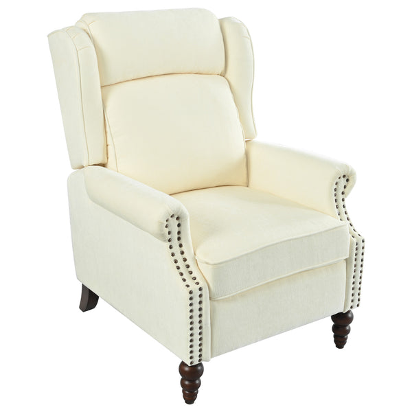 English Elm Christopher Knight Home® - 29.75" Push Back Recliner Chair with Wingback Design, Gourd Wooden Legs, Polyester Upholstery, Cozy Comfort Beige N763P201072A
