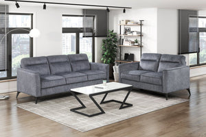 English Elm Modern 2-Piece Sofa Set In Dark Gray Microfiber With Black Metal Legs – Stylish & Comfortable Seating B011S01757