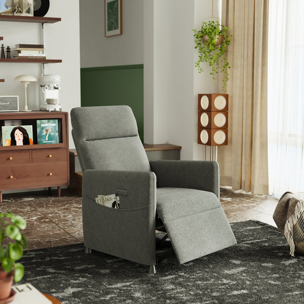 English Elm Electric Velvet Recliner Chair with Power Lift, High-Density Foam, Footrest & Space-Saving Grey Comfort W3659P335425