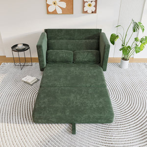 English Elm 2-in-1 Corduroy Loveseat Sleeper with Storage Converts for Living Room or Studio Dark Green W2715P409863