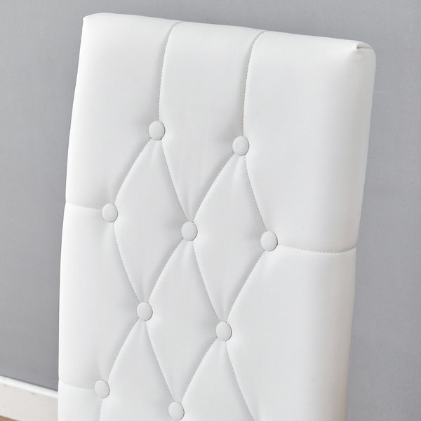 English Elm Table Modern 5-Piece Set: Round Clear Tempered Glass Table With Gold Legs & 4 White Pu Chairs W1151S03833-GIGA