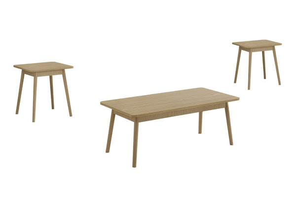 English Elm Table Set 3 Piece Natural Laminate Mid Century Modern Living Room Trio Tapered Legs B2710P461899