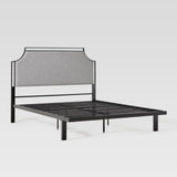 Upholstered Traditional Metal Queen Bed Grey MMIB5CGY Walker Edison