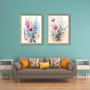 English Elm Set Of 3 Colorful Floral Wall Art – Modern Botanical Prints With Replaceable Canvas In Wood Frames T3976P383167-GIGA