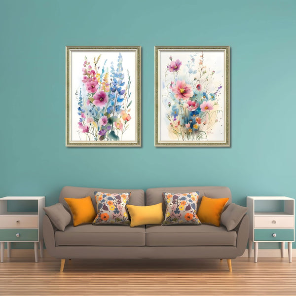 English Elm Set Of 3 Colorful Floral Wall Art – Modern Botanical Prints With Replaceable Canvas In Wood Frames T3976P383167-GIGA