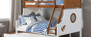 English Elm Modern Twin Over Full Bunk Bed With Angled Ladder, Safety Rails & Stylish Two-Tone Finish For Kids B2741S00487