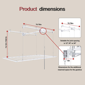 English Elm Overhead Garage Storage Rack with Crank Lift 270lb Steel Platform for High Ceilings W2700P346224