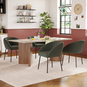 English Elm Kitchen Mid-Century Dining Chairs Set of 2 with Rattan Backrest, Cantilever Aluminum Legs, 300lb Capacity Green T3623P408498