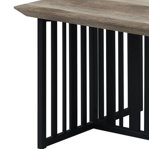 English Elm Antique Oak Coffee Table With Sturdy Black Metal Base - Stylish Blend Of Vintage And Modern Design B062P209139