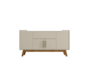 Manhattan Comfort Addie Mid-Century Modern Sideboard Off White and Cinnamon 244BMC12