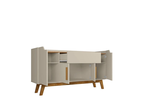 Manhattan Comfort Addie Mid-Century Modern Sideboard Off White and Cinnamon 244BMC12