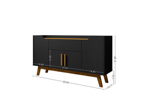 Manhattan Comfort Addie Mid-Century Modern Sideboard Matte Black and Cinnamon 244BMC82