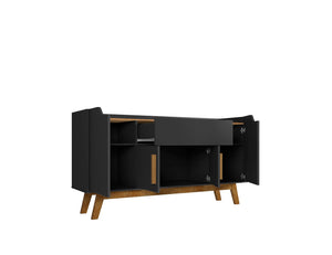 Manhattan Comfort Addie Mid-Century Modern Sideboard Matte Black and Cinnamon 244BMC82