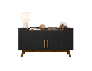 Manhattan Comfort Addie Mid-Century Modern Sideboard Matte Black and Cinnamon 244BMC82