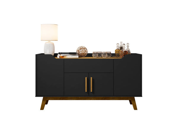 Manhattan Comfort Addie Mid-Century Modern Sideboard Matte Black and Cinnamon 244BMC82