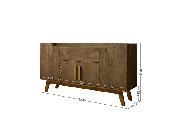 Manhattan Comfort Addie Mid-Century Modern Sideboard Rustic Brown 244BMC9