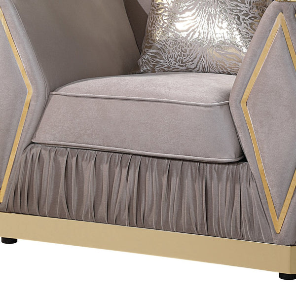 English Elm Cavalli Glam Accent Chair Diamond Quilted Upholstery with Gleaming Gold Metal Base Taupe+Gold B009P417493