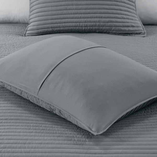 English Elm 8 Piece Printed Seersucker Comforter & Quilt Set In Yellow/Gray For Full/Queen – Cozy & Stylish! B03597254