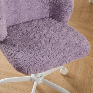 English Elm A&A Plush Faux Fur Office Chair with Ergonomic Wrap Back, Stable Metal Base, Breathable, Cute Wheels Violet W1143P324152
