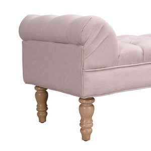 English Elm Button-tufted Upholstered Bench with Oak Legs Diamond Stitching for Bedroom or Entryway Pink N761P304406H
