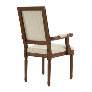 English Elm Christopher Knight Home® - Upholstered Dining Chairs Set of 2 in Beige with Walnut Rubber Wood Fluted Legs, Armrests, French-Country Elegance, Durable Fabric Seating N771P291405T