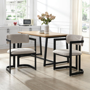 English Elm Christopher Knight Home® - Upholstered Dining Chairs Set of 2 with Iron Frame, Fabric Seat Cushions, Modern Compact Design Beige+Black N779P281141G