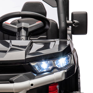 English Elm 24v Kids Ride on Dump Truck Two Seat Electric Utv with Tilting Bed and Remote Control Black W1578P188520