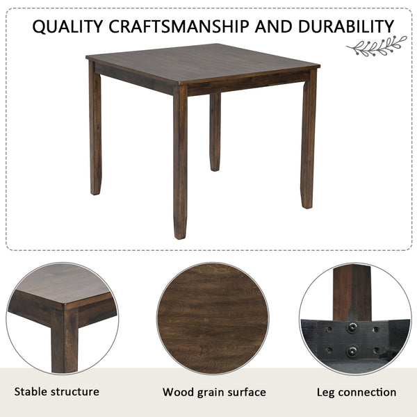 English Elm 5-Piece Modern Dining Set for 4 with Waterproof Wood-Grain Top, X-Back Chairs, Linen Comfort, Stable Frame Dark Walnut W1998S00073