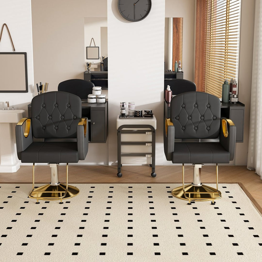 English Elm Hydraulic Salon Chair with Foot Pump Swivel Base Pu Leather Seat for Barber Tattoo Spa W2700P410954