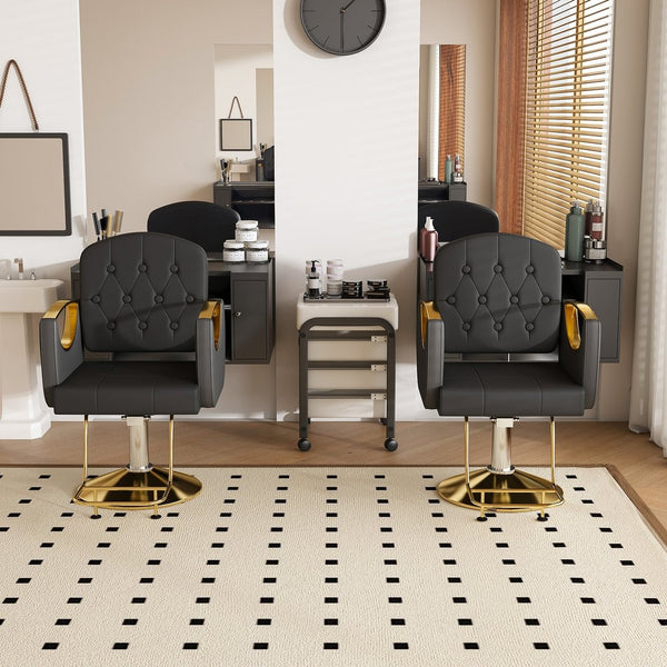 English Elm Hydraulic Salon Chair with Foot Pump Swivel Base Pu Leather Seat for Barber Tattoo Spa W2700P410954