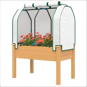 English Elm Raised Metal Garden Bed with Tall Diamond Trellis Powder Coated Outdoor Privacy Planter Sand T3971P459738