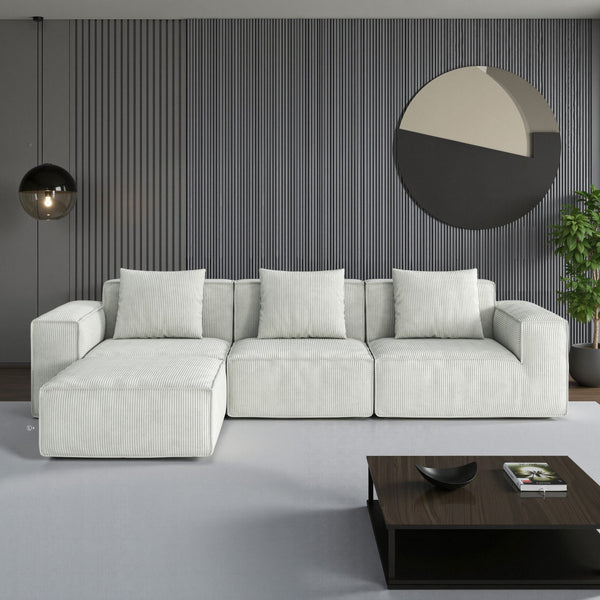 English Elm 118-Inch Modular Sofa Bed - Luxurious Cloud Velvet Fabric, Flexible Configurations & Comfort For All! W3147S00004