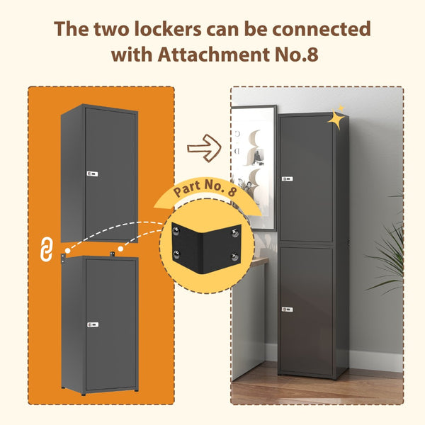 English Elm Metal Powder-coated Steel Locking Locker Cabinet with Adjustable Shelves for Gym or Office T5667P486227