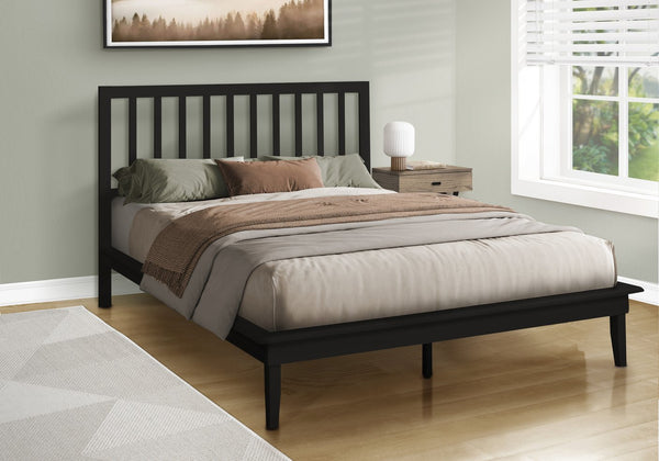 English Elm Bed, Queen Platform Bed Frame with Solid Wood Slats, Contemporary Open Frame Design, Sturdy 600 lb Capacity Black 86 L x 12 W x 8 H B2710P287058