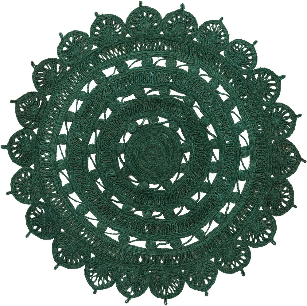 Unique Loom Braided Jute Punita Hand Braided Novelty Rug Hunter Green,  5' 1" x 5' 1"