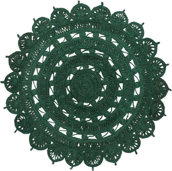 Unique Loom Braided Jute Punita Hand Braided Novelty Rug Hunter Green,  5' 1" x 5' 1"