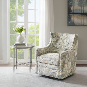 JLA Home Madison Park - Curve Curve-Back Swivel Glider Chair — Tufted Blue Upholstery, Plush Cushion, 360° Glide & No Assembly MP103-0731