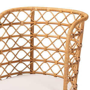 English Elm Modern Natural Rattan Accent Chair Woven Openwork Frame for Bohemian Living Spaces B2750P420415