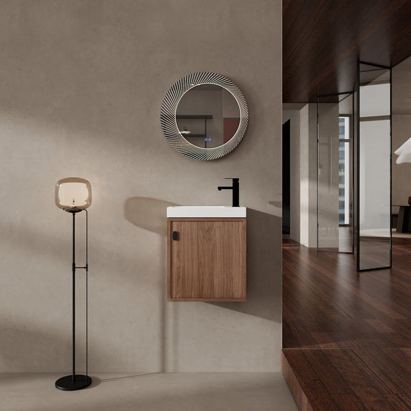English Elm 18.5" Wall-Mounted Bathroom Vanity With Resin Sink, Soft-Close Door & Stylish Natural Walnut Finish W1972P362141