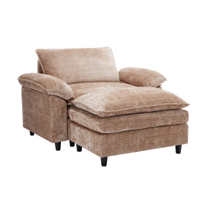 English Elm Accent Chair With Ottoman - Luxurious Chenille Oversized Sofa, Comfy Lounge Seat For Any Space W2100S00178