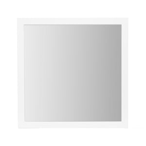 English Elm OMODA White Mirror with Solid Wood & MDF Frame, Sleek White Finish, Modern Acrylic Hardware, Contemporary Elegance B201P226205