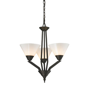 Thomas Lighting Tribecca Geometric 3 Light Chandelier with Cone Glass Shades for Dining Rooms 21 inches Oil Rubbed Bronze 2453CH/10