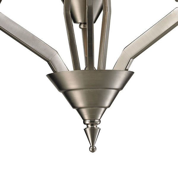 Thomas Lighting Tribecca Geometric 3 Light Chandelier with Cone Glass Shades for Dining Rooms 21 inches Nickel 2453CH/20