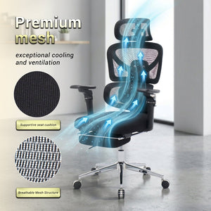 English Elm Ergonomic Mesh Home Office Chair with Massage Lumbar 6d Arms and 4d Headrest W2069P454356
