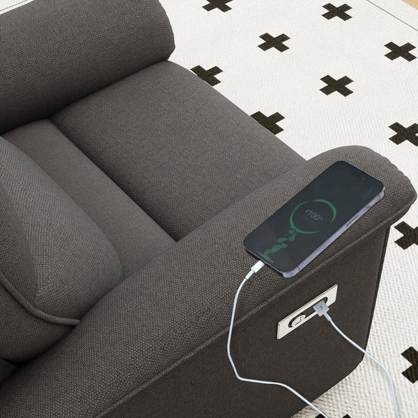 English Elm Wall Zero Wall Power Recliner Chair with Overstuffed Backrest, USB Type-C Charging Port, Space-Saving Electric Recliner for Small Rooms Dark Gray W1028S00055