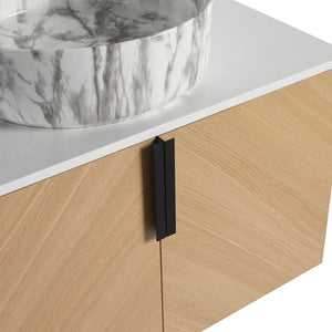 English Elm 30" Contemporary Bathroom Vanity With Art Sink, Wall-Mounted Design & Durable Plywood Construction W999S00446