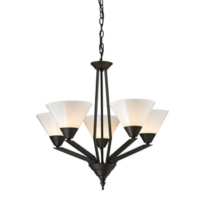 Thomas Lighting Tribecca Geometric 3 Light Chandelier with Cone Glass Shades for Dining Rooms 25 inches Bronze 2455CH/10